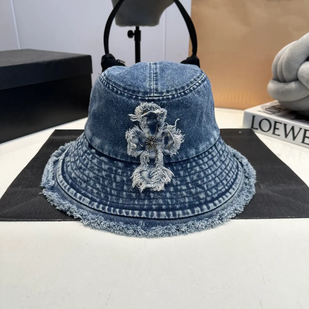 P70 Croxin spring and summer new denim fisherman hat, retro old street style, washed and torn edges, perfect for taking photos👑